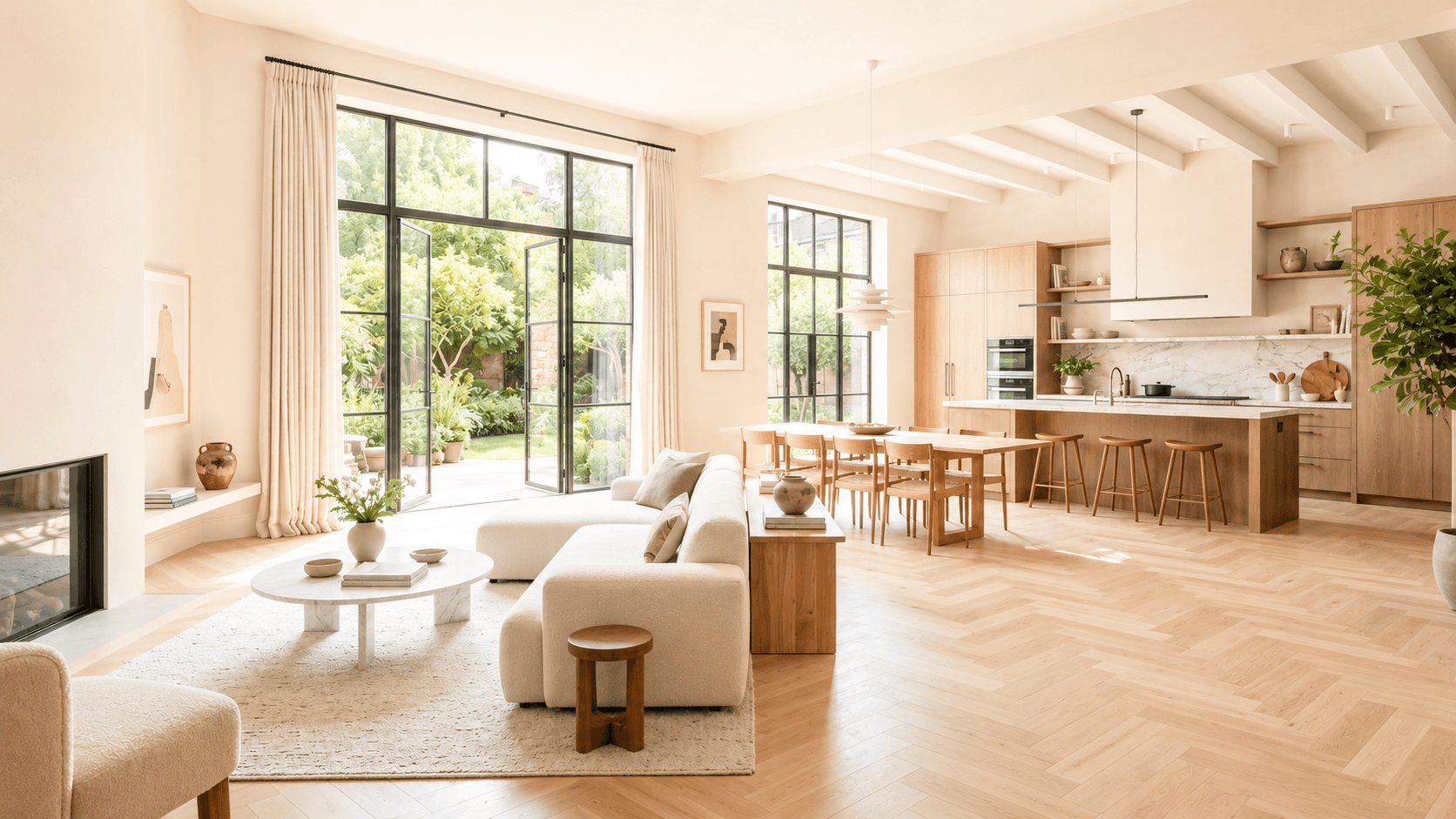 Luxury kitchen with global city view
